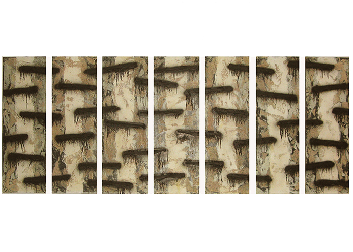Sequenz 7 • 7mal 150 x 50 cm • Acryl, Strukturmasse, Heftpflaster